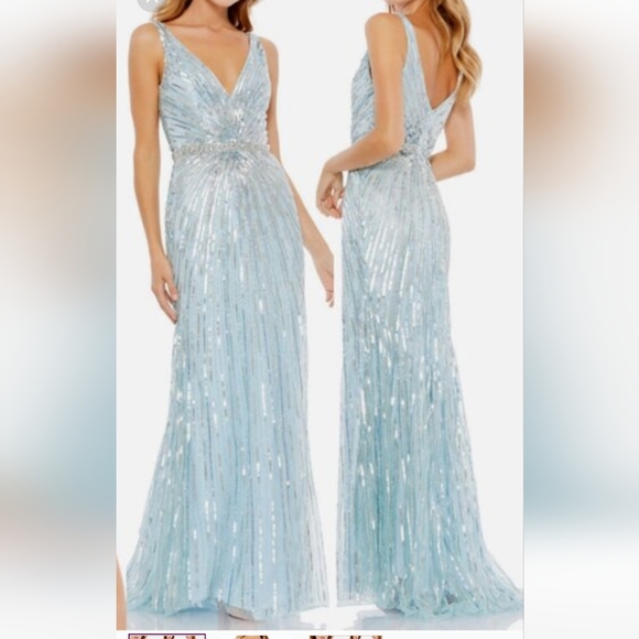 Mac Duggal Dresses & Skirts - NWOT MACDUGGAL  V-NECK SEQUIN POWDER BLUE GOWN   SIZE;12